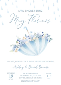 1004 Boy April Showers Baby Shower Invitation A: 1004 Boy April Showers Baby Shower Invitation A
