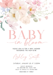 1009 Baby in Bloom Baby Shower Invitation Set design preview