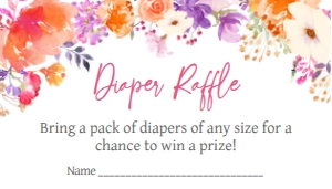 1000 Bright Flowers Baby in Bloom Diaper Raffle A: 1000 Bright Flowers Baby in Bloom Baby Shower Invitation Set