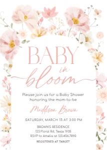 1016 Baby in Bloom Baby Shower Invitation 1A: 1016 Baby in Bloom Baby Shower Invitation Set