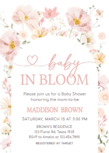 1016 Baby in Bloom Baby Shower Invitation 2A: 1016 Baby in Bloom Baby Shower Invitation Set