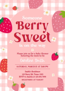 1019 Berry Sweet Baby Shower Invitation A: 1019 Berry Sweet Baby Shower Invitation Set