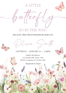 1021 Butterfly Baby Shower Invitation A: 1021 Butterfly Baby Shower Invitation