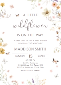 1020 Wildflower Baby Shower Invitation A: 1020 Wildflower Baby Shower Invitation