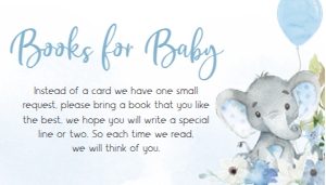 1001 Blue Elephant Baby Shower Books for Baby A: 1001 Blue Elephant Baby Shower Invitation Set
