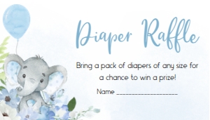 1001 Blue Elephant Baby Shower Diaper Raffle A: 1001 Blue Elephant Baby Shower Invitation Set
