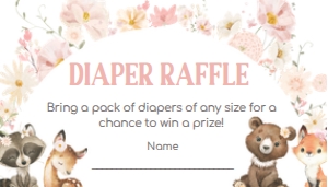 1007 Floral Woodland Baby Shower Diaper Raffle A: 1007 Floral Woodland Baby Shower Invitation Set