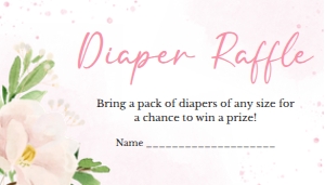 1017 Pink Floral Baby Shower Diaper Raffle A: 1017 Pink Floral Baby Shower Invitation Set