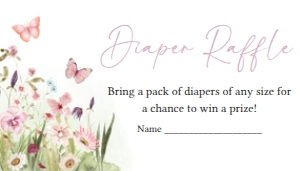 1021 Butterfly Baby Shower Diaper Raffle A: 1021 Butterfly Baby Shower Invitation Set