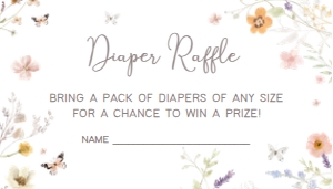 1020 Wildflower Baby Shower Diaper Raffle A: 1020 Wildflower Baby Shower Invitation Set