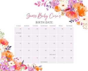 1000 Bright Flowers Baby in Bloom Baby Shower Calendar 10x8 A: 1000 Bright Flowers Baby in Bloom Baby Shower Calendar