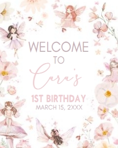 38BD Fairy Enchanted Garden First Birthday Welcome Sign 16x20 A: 38BD Fairy Enchanted Garden First Birthday Welcome Sign