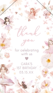 38BD Fairy Enchanted Garden First Birthday Favor Tag with Line A: 38BD Fairy Enchanted Garden First Birthday Favor Tag