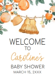 1003 A Little Cutie Baby Shower Welcome Sign A4 A: 1003 A Little Cutie Baby Shower Welcome Sign
