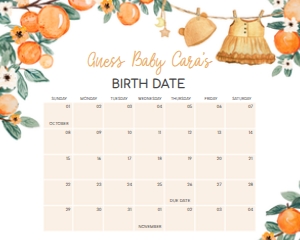 1003 A Little Cutie Baby Shower Calendar 20x16 A: 1003 A Little Cutie Baby Shower Calendar