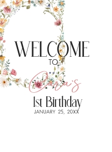 41BD Pink Gold Let's Partea Birthday Welcome Sign design preview