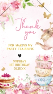 41BD Pink Gold Let's Par-tea Birthday Favor Tag with Line A: 41BD Pink Gold Let's Partea Birthday Favor Tag