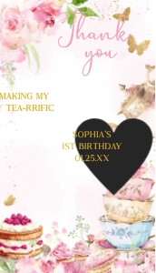 41BD Pink Gold Let's Partea Birthday Favor Tag design preview