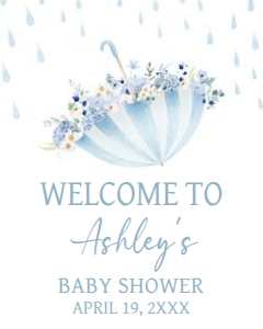 1004 Boy April Showers Baby Shower Welcome Sign 16x20 A: 1004 Boy April Showers Baby Shower Welcome Sign