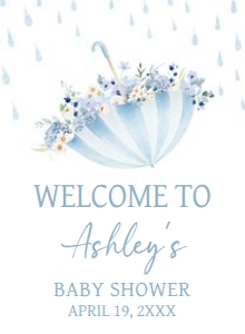 1004 Boy April Showers Baby Shower Welcome Sign 11x15 A: 1004 Boy April Showers Baby Shower Welcome Sign