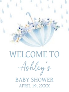 1004 Boy April Showers Baby Shower Welcome Sign 18x24 A: 1004 Boy April Showers Baby Shower Welcome Sign
