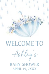 1004 Boy April Showers Baby Shower Welcome Sign 20x30 A: 1004 Boy April Showers Baby Shower Welcome Sign