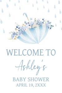1004 Boy April Showers Baby Shower Welcome Sign 24x36 A: 1004 Boy April Showers Baby Shower Welcome Sign