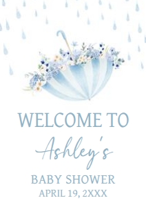 1004 Boy April Showers Baby Shower Welcome Sign A2 A: 1004 Boy April Showers Baby Shower Welcome Sign