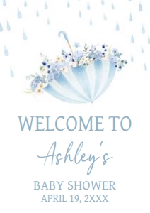 1004 Boy April Showers Baby Shower Welcome Sign A1 A: 1004 Boy April Showers Baby Shower Welcome Sign