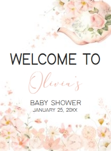 1006 Tea for Two Baby Shower Welcome Sign 11x15 A: 1006 Tea for Two Baby Shower Welcome Sign