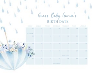 1004 Boy April Showers Baby Shower Calendar design preview