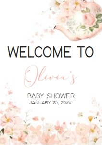 1006 Tea for Two Baby Shower Welcome Sign A2 A: 1006 Tea for Two Baby Shower Welcome Sign