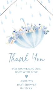 1004 Boy April Showers Baby Shower Favor Tag with Line A: 1004 Boy April Showers Baby Shower Favor Tag