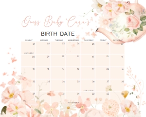 1006 Tea for Two Baby Shower Calendar 20x16 A: 1006 Tea for Two Baby Shower Calendar
