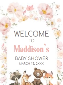 1007 Floral Woodland Baby Shower Welcome Sign design preview