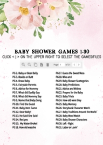 1017 Pink Floral Baby Shower Games Bundle 2 A: 1017 Pink Floral Baby Shower Games