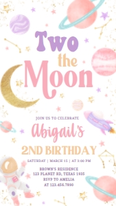 46BD Two the Moon Birthday Invitation Mobile A: 46BD Two the Moon Birthday Invitation