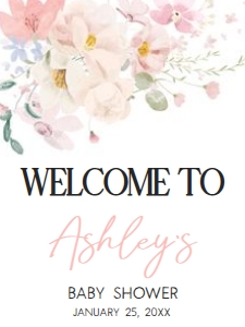 1009 Baby in Bloom Baby Shower Welcome Sign 18x24 A: 1009 Baby in Bloom Baby Shower Welcome Sign