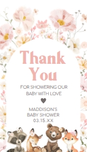 1007 Floral Woodland Baby Shower Favor Tag design preview