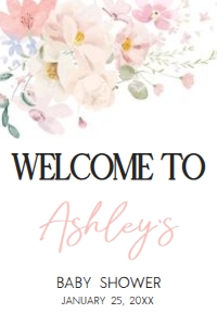 1009 Baby in Bloom Baby Shower Welcome Sign 24x36 A: 1009 Baby in Bloom Baby Shower Welcome Sign