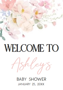 1009 Baby in Bloom Baby Shower Welcome Sign A1 A: 1009 Baby in Bloom Baby Shower Welcome Sign