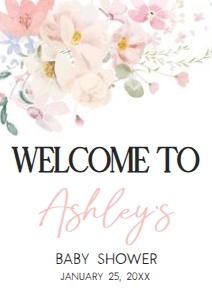 1009 Baby in Bloom Baby Shower Welcome Sign A2 A: 1009 Baby in Bloom Baby Shower Welcome Sign