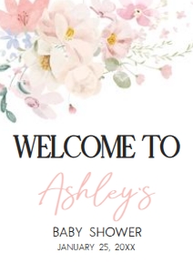 1009 Baby in Bloom Baby Shower Welcome Sign A3 A: 1009 Baby in Bloom Baby Shower Welcome Sign