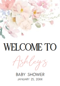 1009 Baby in Bloom Baby Shower Welcome Sign A4 A: 1009 Baby in Bloom Baby Shower Welcome Sign