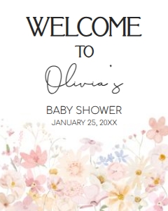 1010 A Little Wildflower Baby Shower Welcome Sign 16x20 A: 1010 A Little Wildflower Baby Shower Welcome Sign