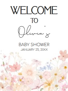 1010 A Little Wildflower Baby Shower Welcome Sign 18x24 A: 1010 A Little Wildflower Baby Shower Welcome Sign