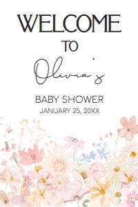 1010 A Little Wildflower Baby Shower Welcome Sign 20x30 A: 1010 A Little Wildflower Baby Shower Welcome Sign