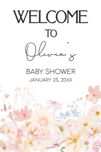 1010 A Little Wildflower Baby Shower Welcome Sign 24x36 A: 1010 A Little Wildflower Baby Shower Welcome Sign