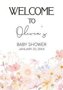 1010 A Little Wildflower Baby Shower Welcome Sign A1 A: 1010 A Little Wildflower Baby Shower Welcome Sign