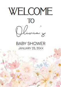 1010 A Little Wildflower Baby Shower Welcome Sign A2 A: 1010 A Little Wildflower Baby Shower Welcome Sign